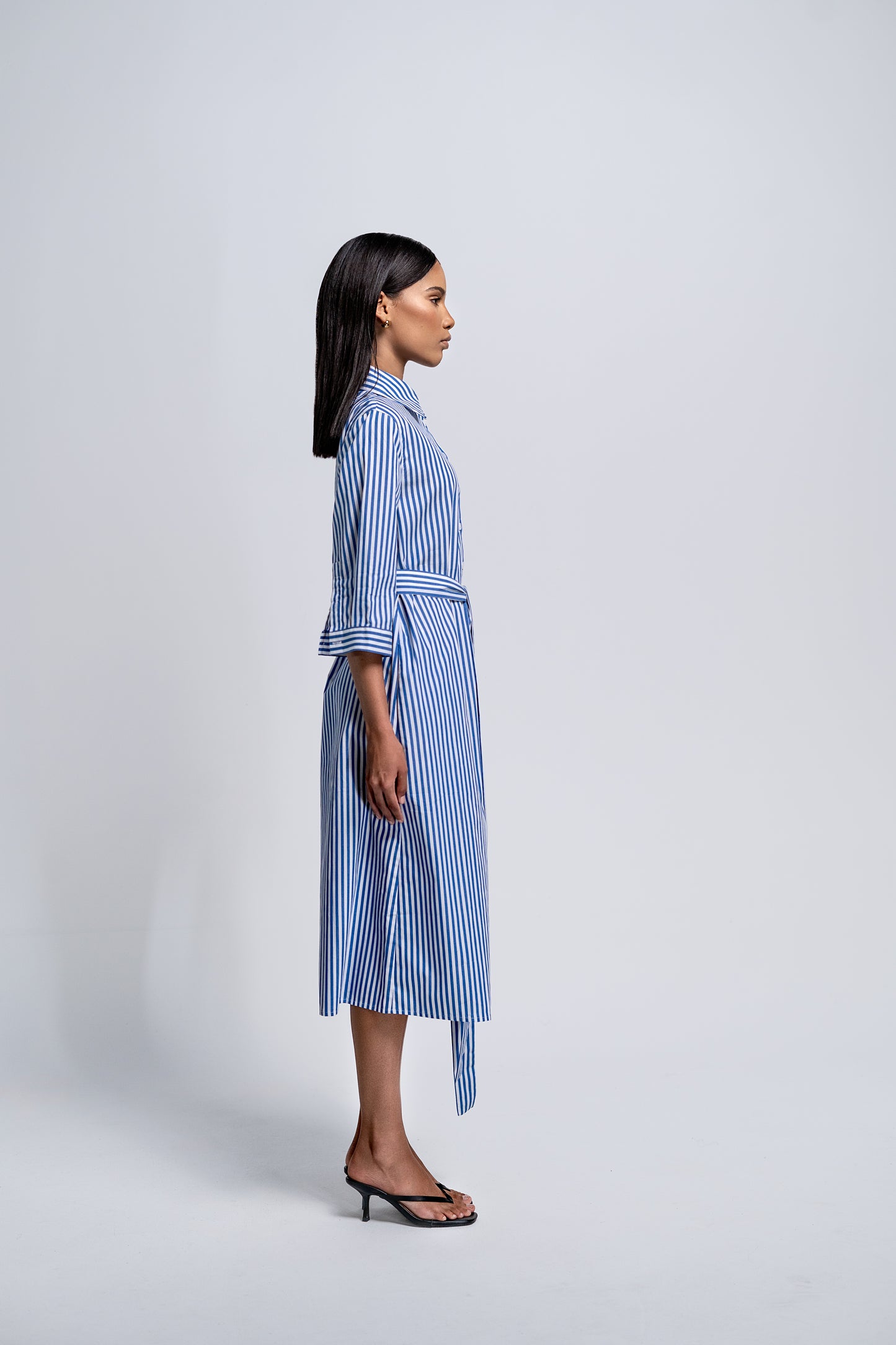Petite Riviera Stripe Midi Shirt Dress