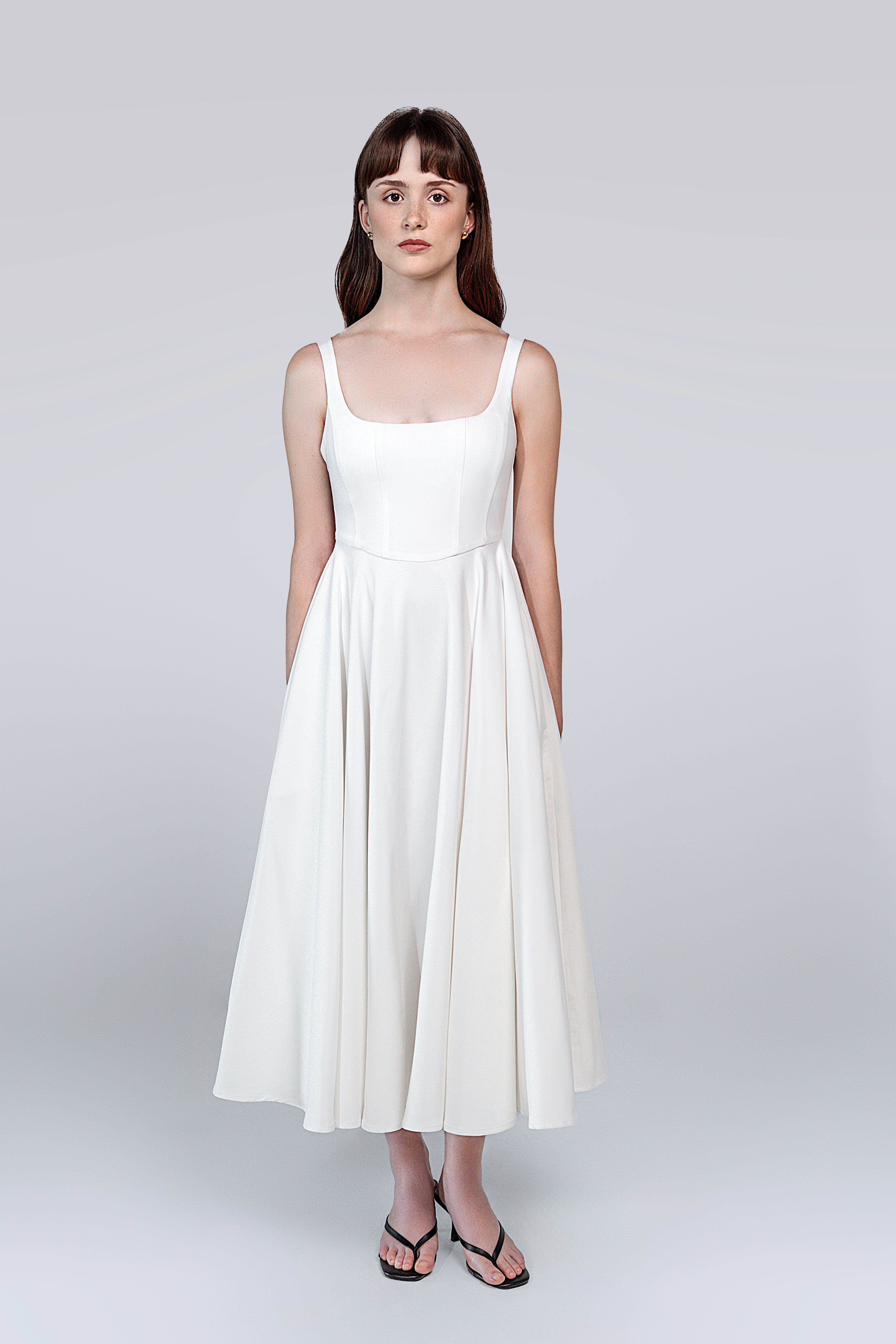 Petite Square Neck Midi Dress White – House of Arti Petite Square Neck Midi Dress White – House of Arti