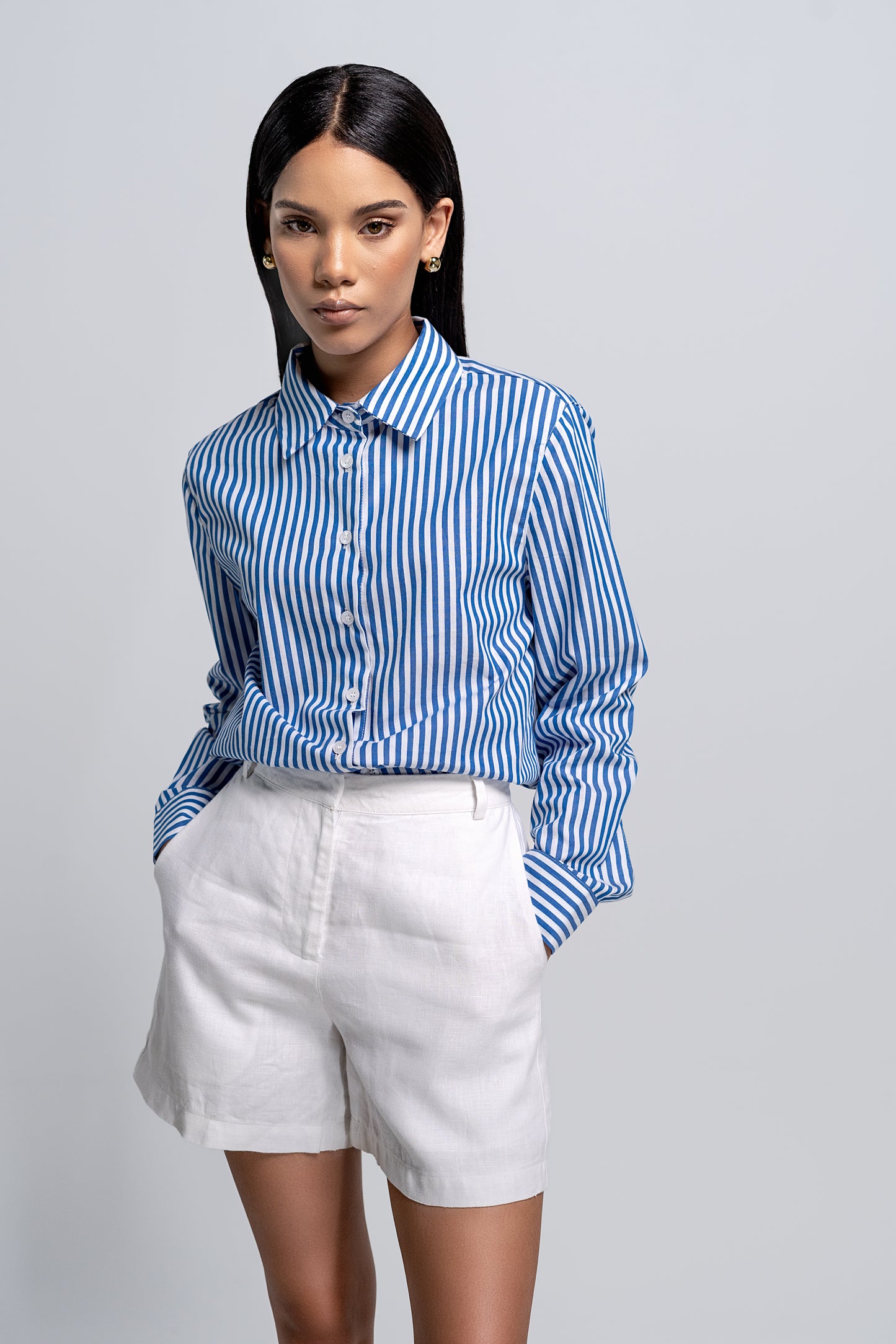 Petite White Linen Shorts