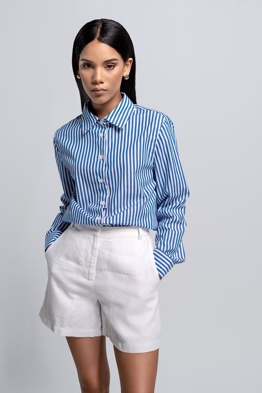 Petite White Linen Shorts