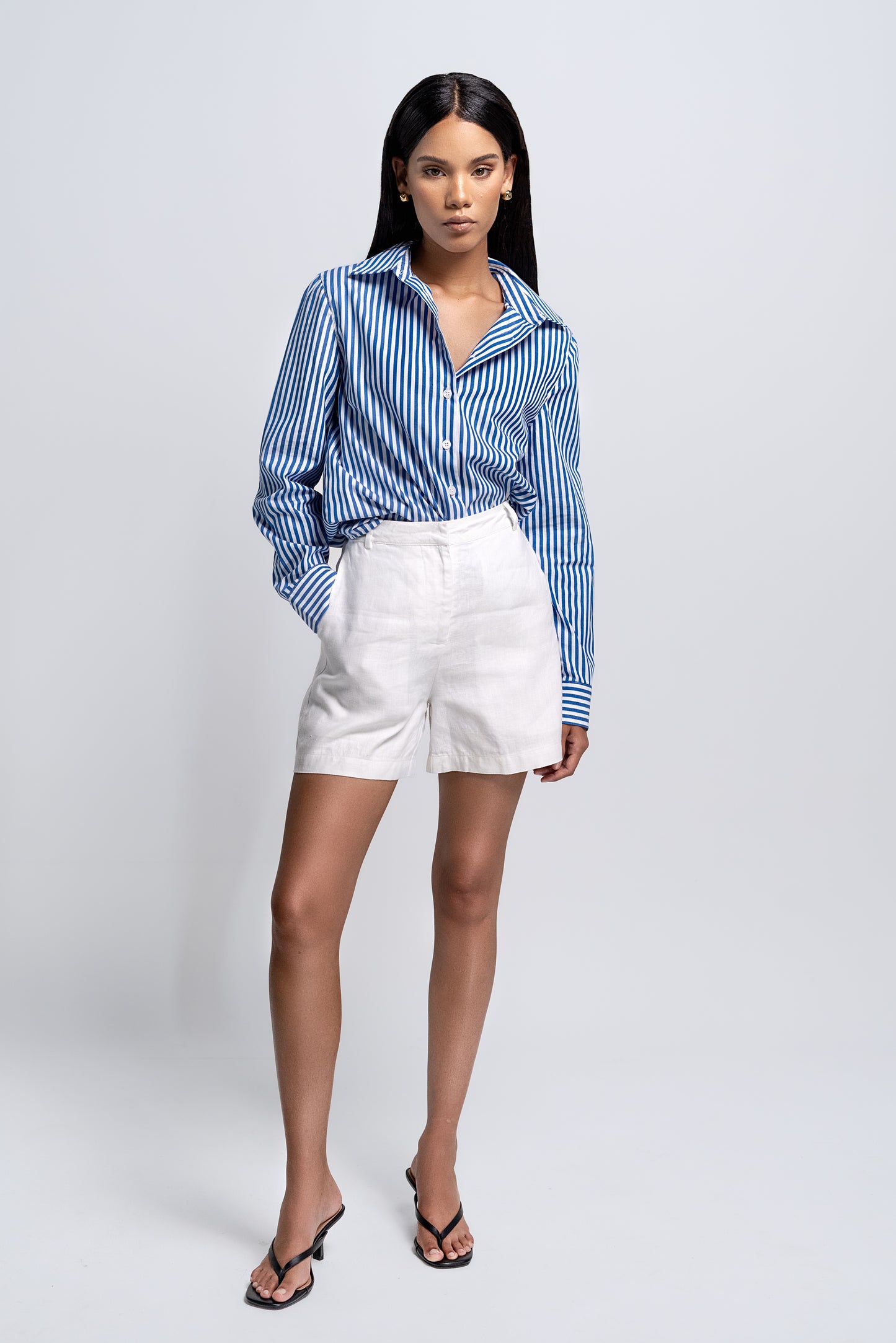 Petite White Linen Shorts