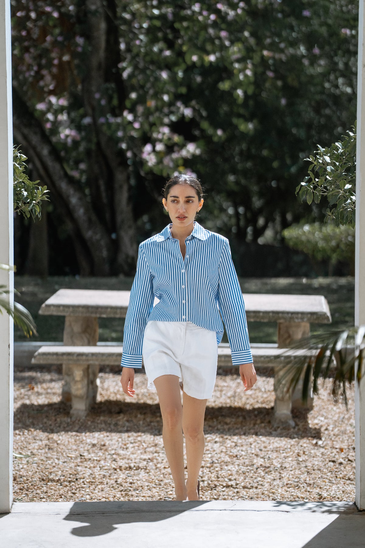 Petite White Linen Shorts