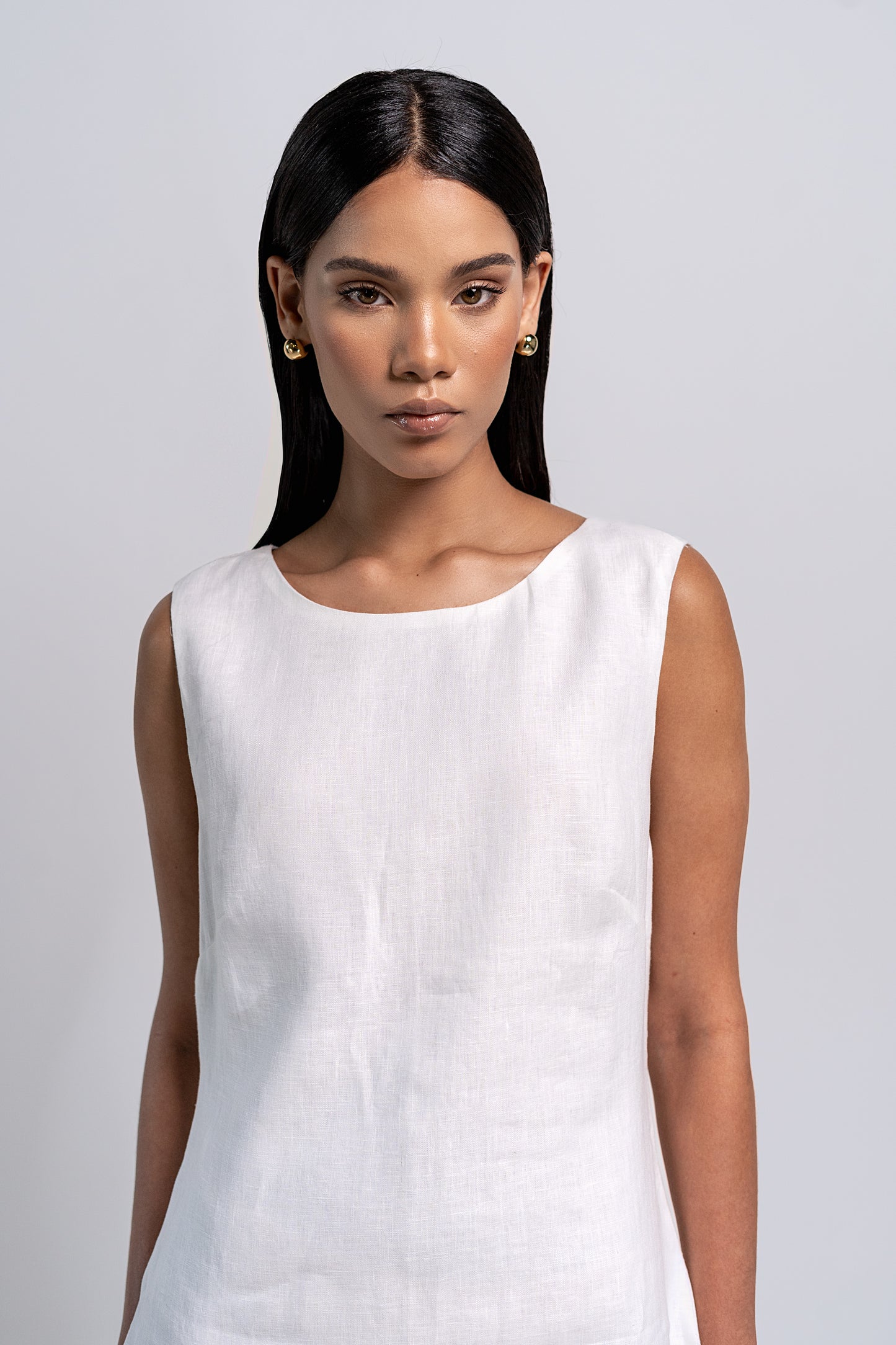 B - White Linen Mini Dress | Pre-order