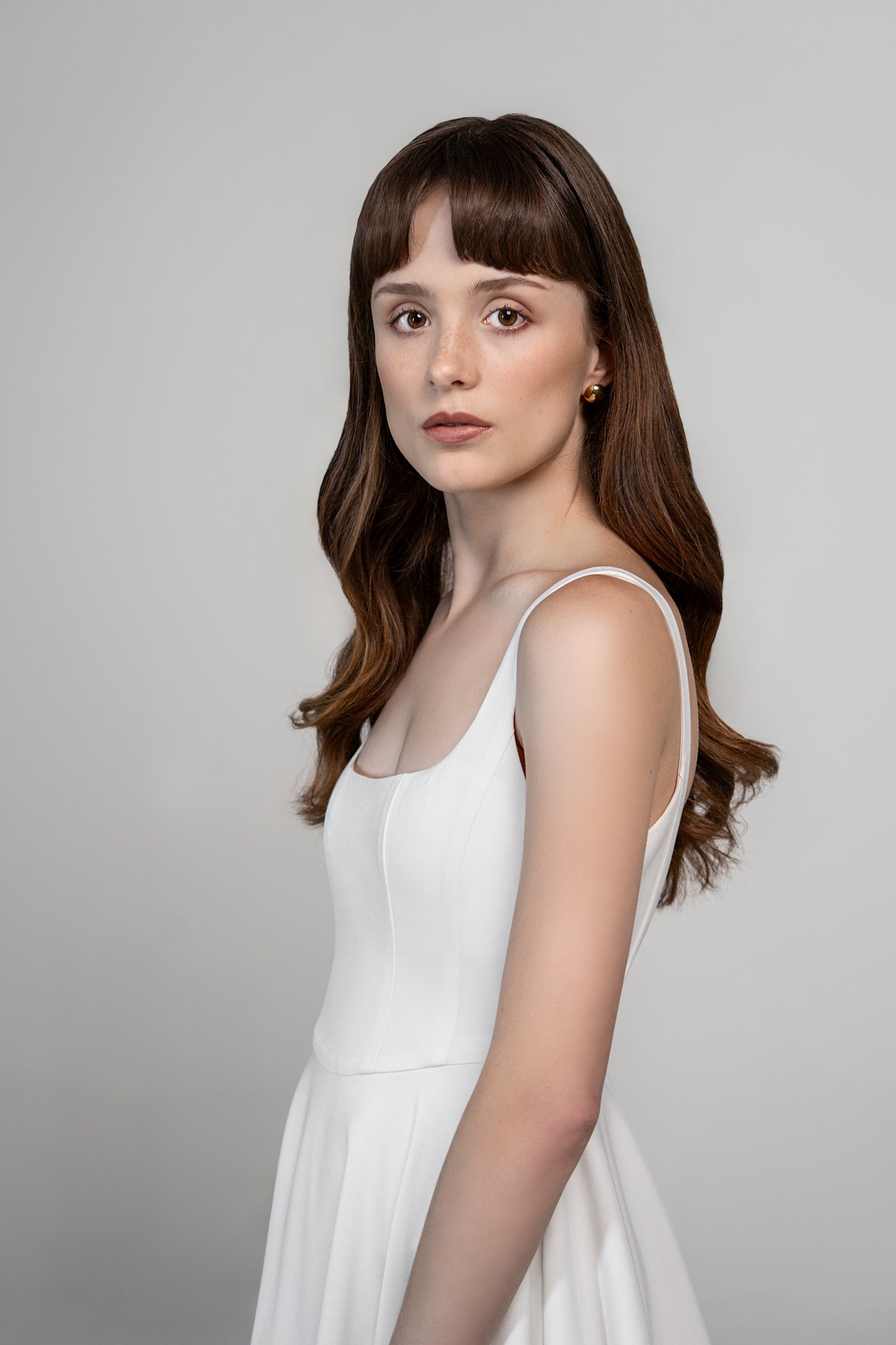 Coming Soon - Petite Square Neck Midi Dress White