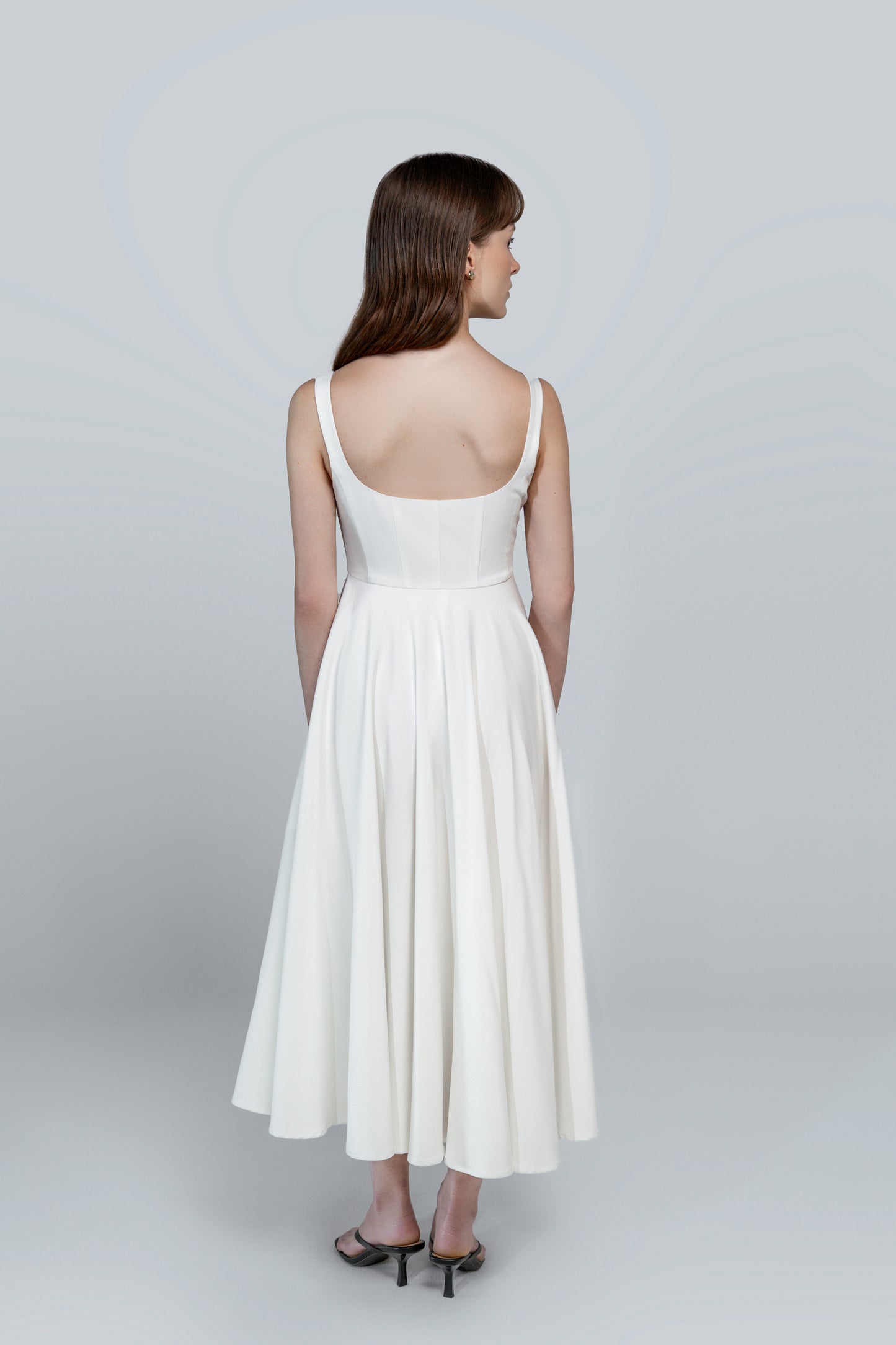 Coming Soon - Petite Square Neck Midi Dress White