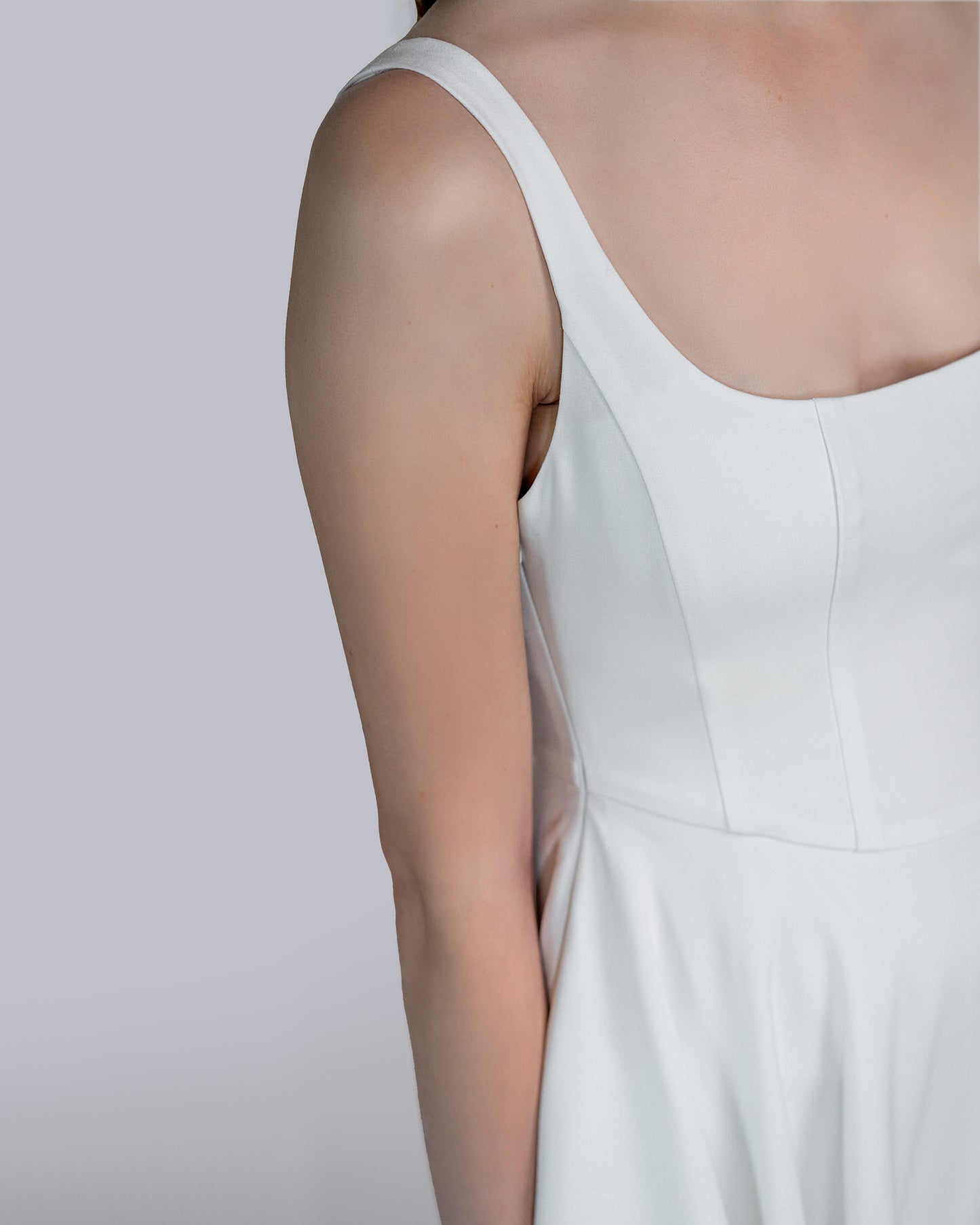 Petite Square Neck Midi Dress White