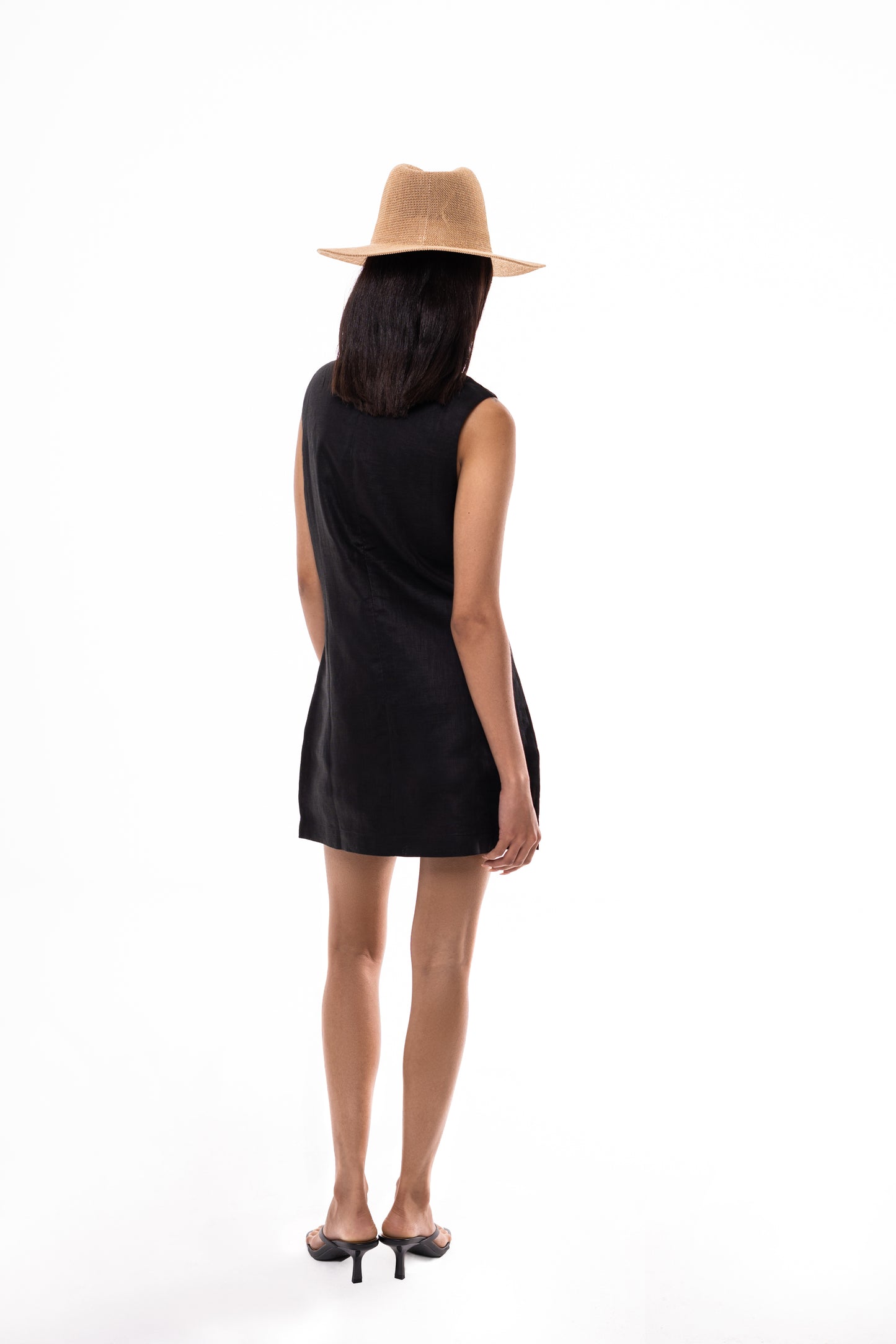 B - Black Linen Mini Dress